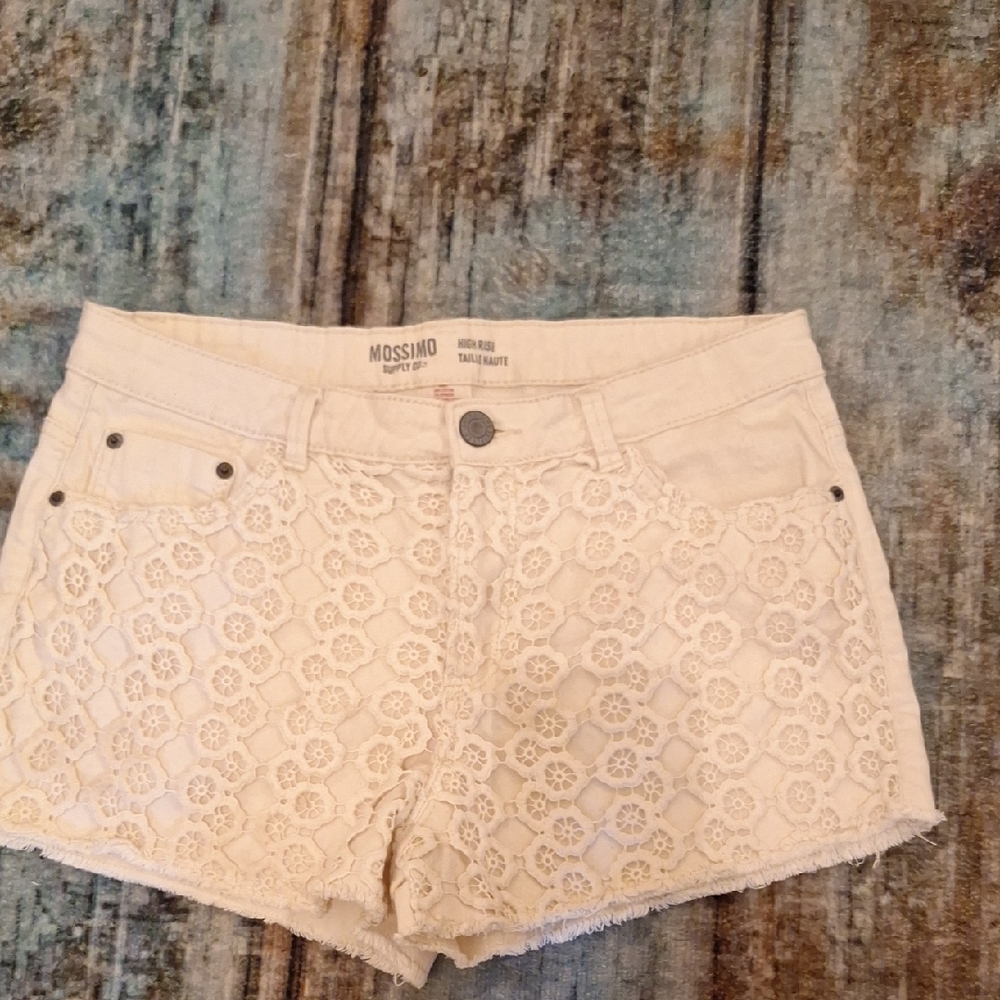🔥🔥CLEARANCE🔥🔥 Mossimo Supply Co. Women's Cream Lace Jean Shorts  size 13